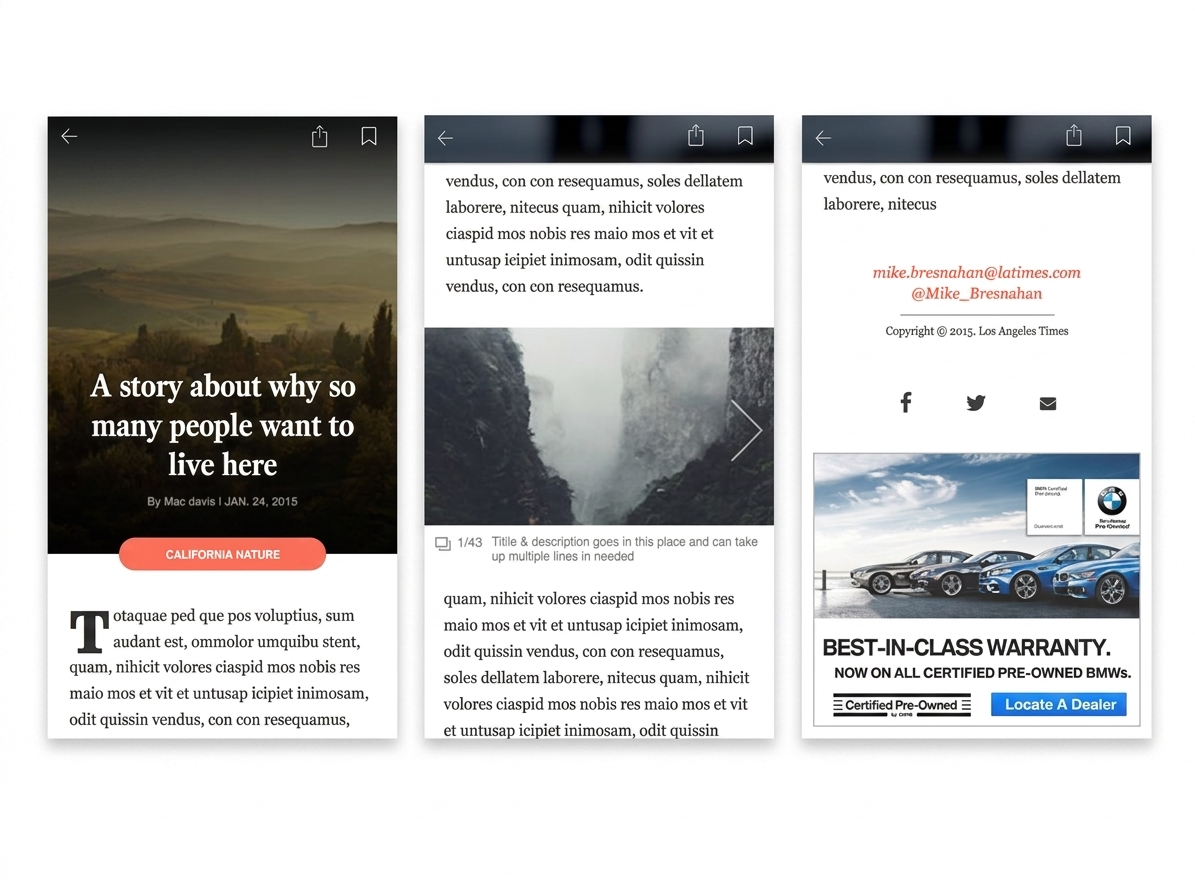 LA Times App screens